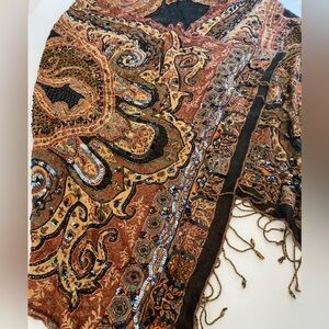 Gorgeous Gauze Scarf With Beads and Sequins  27” x 78”